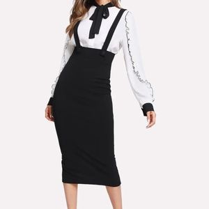 Slit Back Pencil Skirt With Strap